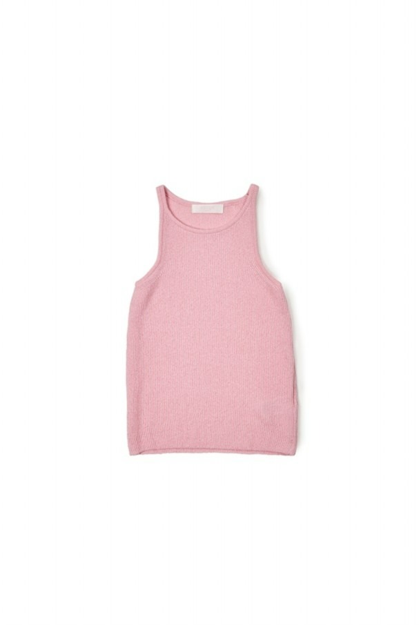 Boucle Boat neck Knit Top_Pink