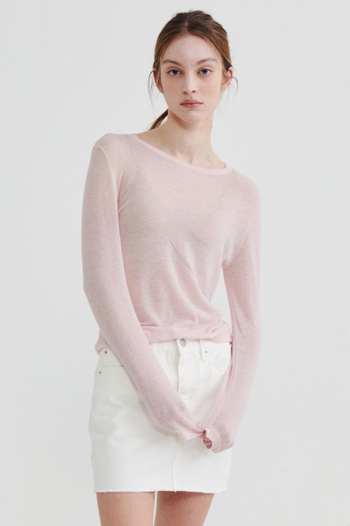 Wool round knit_L.Pink
